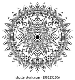 Mandalas for coloring book.Vector Black and White Mandala, Mandala Circle Pattern Isolated on White, Decorative round ornaments.Oriental vector, Mandala Illustration Vector.