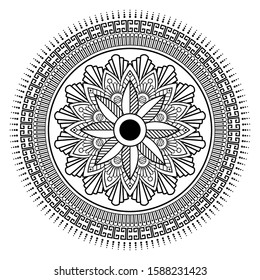Mandalas for coloring book.Vector Black and White Mandala, Mandala Circle Pattern Isolated on White, Decorative round ornaments.Oriental vector, Mandala Illustration Vector.