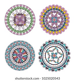 mandalas colors boho style set
