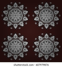 Mandalas element on brown and white background. Brown and white floral ornament in baroque style. Damask background. Floral wallpaper.