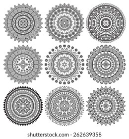 Mandalas. Ethnic decorative elements. Hand drawn background. Islam, Arabic, Indian, ottoman motifs. 