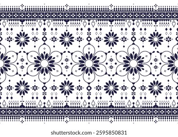 mandalas, ethnic fabric seamless pattern, blue and white color, design for cloth, carpet, batik, wallpaper, wrapping etc.