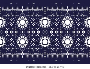Mandalas, ethnic fabric seamless pattern, blue and white style, design for cloth, carpet, batik, wallpaper, wrapping etc.