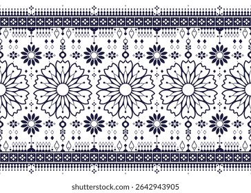 Mandalas, ethnic fabric seamless pattern, blue and white style, design for cloth, carpet, batik, wallpaper, wrapping etc.