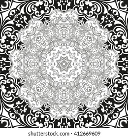 Mandalas. Ethnic features. Hand-painted background. Islam, Arabic, Indian, Ottoman motifs. Tribal pattern. Abstract Flower. Decorative elements for design