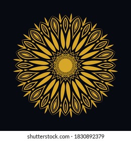 Mandalas with gold and black for coloring book. Decorative round ornaments. luxury mandala background.