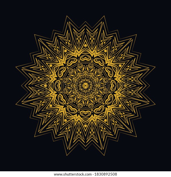 Mandalas Gold Black Coloring Book Decorative Stock Vector (Royalty Free ...