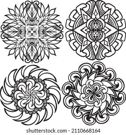 Mandalas hand drawing vector set , set of element for design and decoration