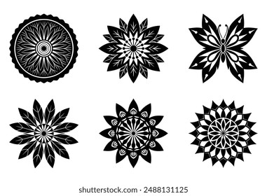 Mandalas inspired by natural elements with organic shapes and textures