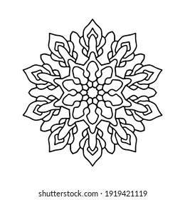 mandalas native art, simple and basic floral big small line art for beginners, adults and seniors. Mandalas coloring page doodle mandalas flower on white background.