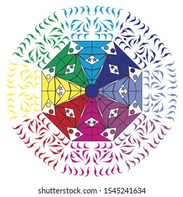 Mandalas on a background of isolated colors can be changed. Mandala New Year vector for yoga meditation. Mandala with new year patterns