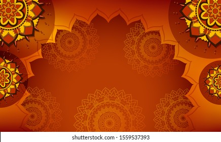 Mandalas pattern on red background illustration