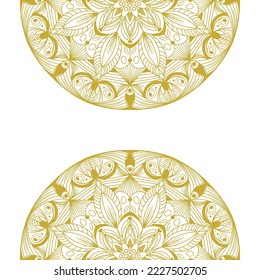 Mandalas , Ramadán patrón sin fisuras con color oro a sobre fondo blanco .wallpaper, tarjeta de saludo.Resumen Formas .Vector Ilustración.