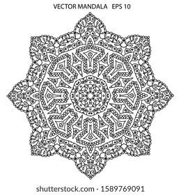 Mandalas Round for coloring book. Decorative round ornaments. Unusual flower shape. Oriental vector, Anti-stress therapy patterns. Weave design elements. Yoga logos Vector. 
