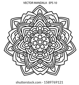 Mandalas Round for coloring book. Decorative round ornaments. Unusual flower shape. Oriental vector, Anti-stress therapy patterns. Weave design elements. Yoga logos Vector. 