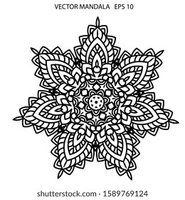 Mandalas Round for coloring book. Decorative round ornaments. Unusual flower shape. Oriental vector, Anti-stress therapy patterns. Weave design elements. Yoga logos Vector. 