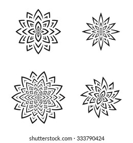 Mandalas set, flower firework round logo vector