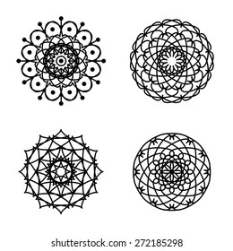 Mandalas set. Geometric circle isolated patterns in vector.