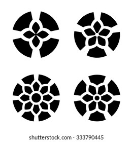 Mandalas set, tracery round logo and symbol vector