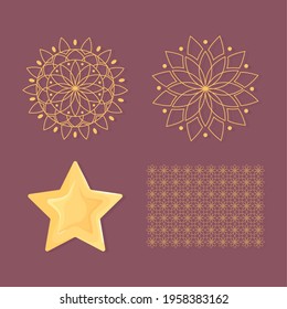 mandalas star floral decoration set