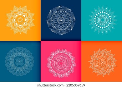 Mandalas. Vintage decorative elements. Six ethnic mandala patterns set Oriental pattern, vector illustration. Islam, Arabic, Indian, Turkish, Pakistan, Chinese,  ottoman motif ethnic Mandala ornament
