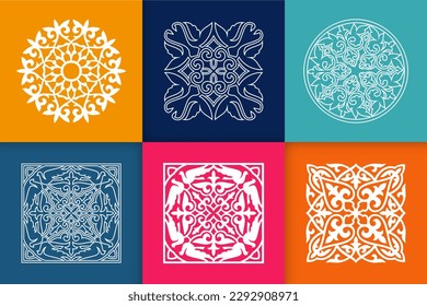 Mandalas. Vintage decorative elements. Six ethnic mandala patterns set Oriental pattern, vector illustration. Islam, Arabic, Indian, Turkish, Pakistan, Chinese, ottoman motif ethnic Mandala ornament