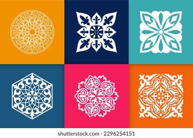 Mandalas. Vintage decorative elements. Six ethnic mandala patterns set Oriental pattern, vector illustration. Islam, Arabic, Indian, Turkish, Pakistan, Chinese, ottoman motif ethnic Mandala ornament