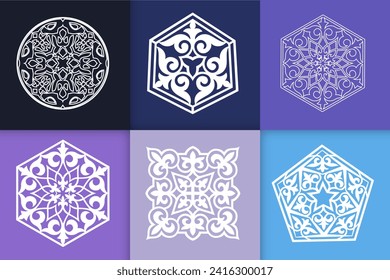 Mandalas. Vintage decorative elements. Six ethnic mandala patterns set Oriental pattern, vector illustration. Islam, Arabic, Indian, Turkish, Pakistan, Chinese, ottoman motif ethnic Mandala ornament