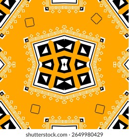 Mandala-style central motif set in an orange pattern. A mix of Thai traditional geometry and folk art, suitable for yoga mats, textiles, and packaging.