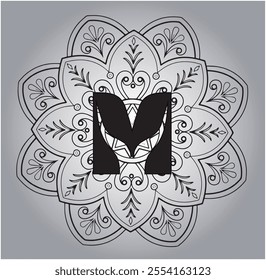 Mandala-style flower vetor. Indian motif