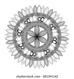 Mandale icon. Bohemic ornament indian and decoration theme. Black and white design. Vector illustration