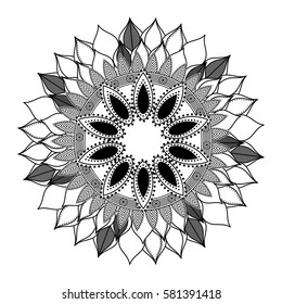 Mandale icon. Bohemic ornament indian and decoration theme. Black and white design. Vector illustration