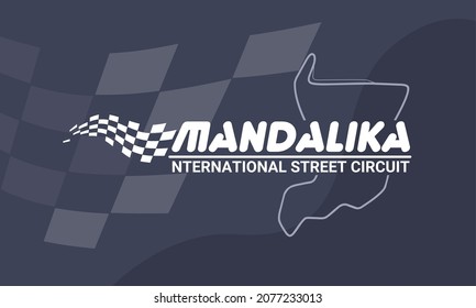 Diseño de pancartas del campeonato internacional de carreras de circuito callejero de Mandalika, Mandalika es el nombre de una ciudad en Lombok, Indonesia