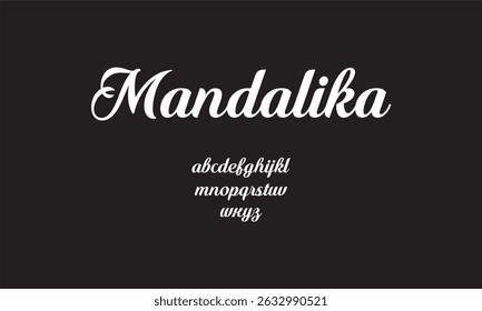 Mandalika" is a stylish script font with elegant curves, perfect for sophisticated, graceful designs like invitations, logos, and branding.