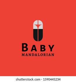 Mandalorian for tshirt design. star Wars movie poster template. Red, black, silver design.  Tee shirt print Baby Mandalorian.