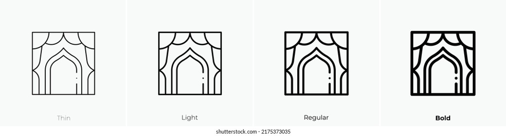 mandap icon. Thin, Light Regular And Bold style design isolated on white background