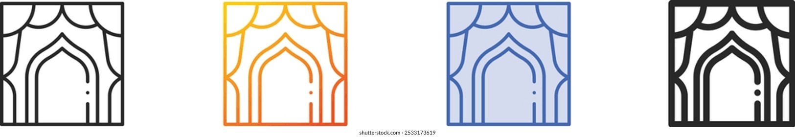 mandap icon.Thin Linear, Gradient, Blue Stroke and bold Style Design Isolated On White Background