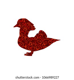 Mandarin bird spiral pattern color silhouette animal.