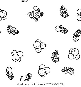 mandarin clementine orange fruit vector seamless pattern thin line illustration