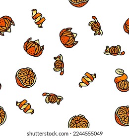 mandarina clementina naranja vectorial de patrón transparente delgado ilustración de línea