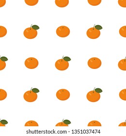 Mandarin, clementine, tangerine seamless pattern on white background. Colorful wallpaper. Vector illustration for fabric, wallpaper, textile, wrapping paper and more.