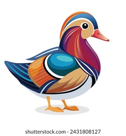 Mandarin duck Animal flat vector illustration