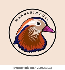 mandarin duck head illustration design icon logo vector