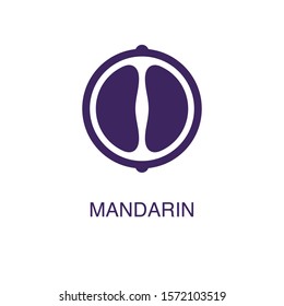 Mandarin element in flat simple style on white background. Mandarin icon, with text name concept template