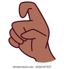 Mandarin finger sign for number 9 shown with a brown-skinned hand, using pinky and thumb extended. Part of traditional Chinese numeric gestures