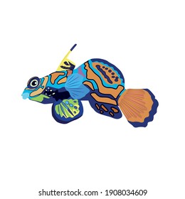 Mandarin fish beautiful character, Scandinavian style, hand drawn