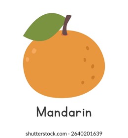 Mandarin flat vector illustration. Mandarin orange cartoon clipart style isolated on white background. Also known as Citrus reticulata. Common fruit and Citrus fruit concept
