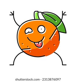 mandarin fruit character color icon vector. mandarin fruit character sign. isolated symbol illustration