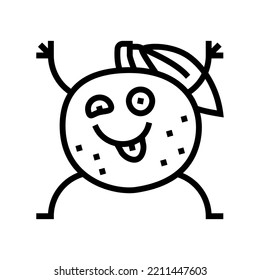 mandarin fruit character line icon vector. mandarin fruit character sign. isolated contour symbol black illustration