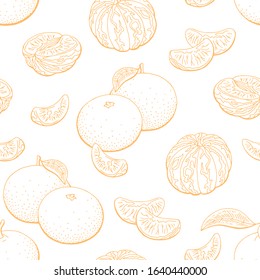 Mandarin Fruit Graphic Color Seamless Pattern Background Sketch Illustration Vector